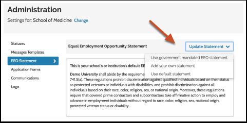 5.1. If you are managing a position or a unit within an institution that has set up a default EEO statement, you can