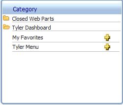 Add Web Part to MUNIS Dashboard 1. On the Dashboard Menu, click on Tyler Web Parts. 2.