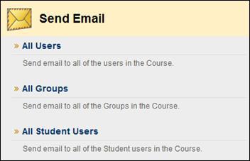 4.3. Send Email: You can send an email to all or selected users in your course directly through Blackboard.