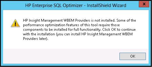 Figure 4 Installation warning message Uninstalling the software To uninstall HP Enterprise SQL Optimizer, follow these steps: 1. Login as Administrator on the target system. 2.