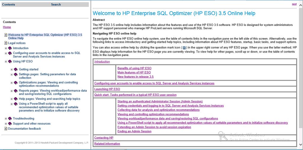 you to pages that describe introductory topics and tasks that are likely to be performed in typical HP ESO sessions, as well as topics that provide related sources of information and HP contact