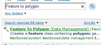Search for Feature to polygon and click on the
