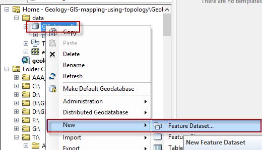 A feature dataset allows for relationships between features to be stored, which is useful for topological editing. 3. Create a new feature class within the feature dataset called Geology contacts. 4.