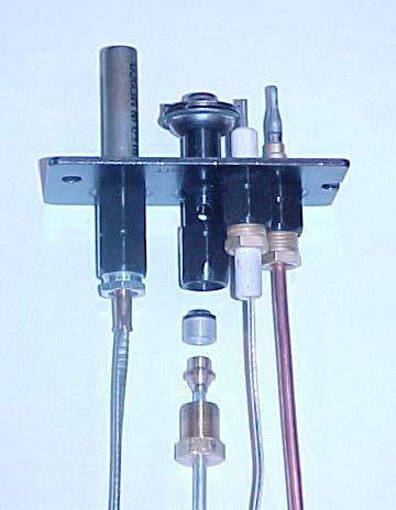 OLD SIT 3-WAY PILOT (REPLACED BY TOP CONVERTIBLE) Pilot Assembly as Shown: With TC, TP, electrode with wire, orifice, pilot tube with fittings and pilot hood Models having TC with no interruptor (NG