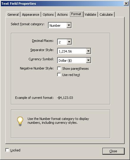 Format Tab The format category allows formatting of the information that is to be entered to be set to a specific standard.