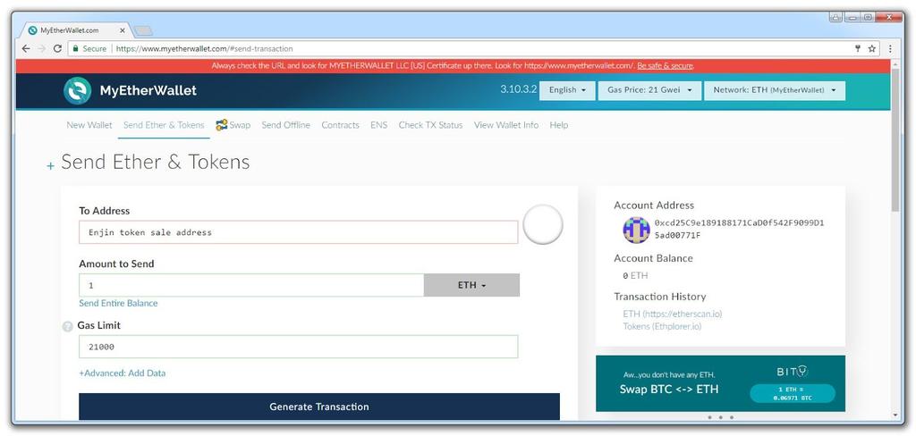 A popup will appear. MyEtherWallet will ask you to confirm the transaction.