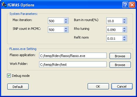 In this dialog, it is very important to specify a correct folder and executable Glasso model.