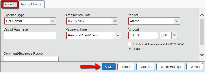 22. After clicking Save, the expenses will appear on the left hand side of