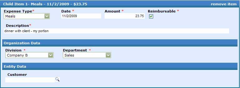 In this example, the Child Item was my portion and the Original Item will be the remainder of the bill, which would be