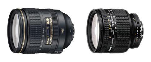 The AF-S version of the Nikon 24-120mm lens; (r.) the AF version of the Nikon 24-120mm lens. The AF NIKKOR 35mm f/2d lens is an example of a D-Type lens.