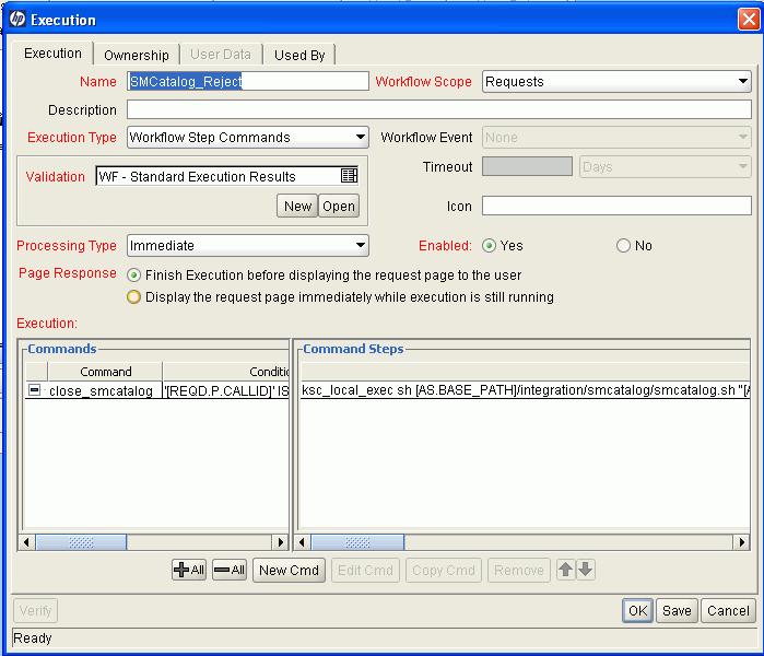 Chapter 2: Configuring PPM Center 11. Click New to create a new workflow step source SMCatalog_Reject. 12.