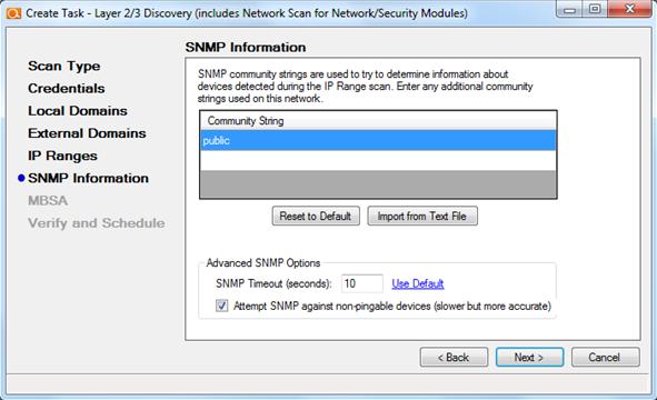 Step 7: Add SNMP Information By default, the software will retrieve data from devices with the community string