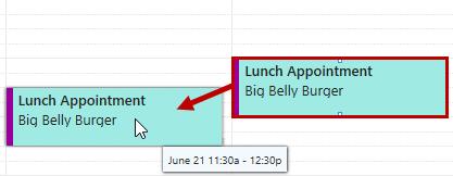Note: If you only have to change the date/time of a calendar item, you can also left-click & drag it to the