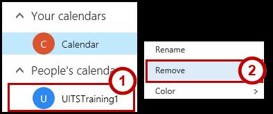 Removing a Shared Calendar To remove a calendar that has been shared with you: 1. Under your Shared Calendars, right-click the Calendar to be removed (See Figure 49). 2.