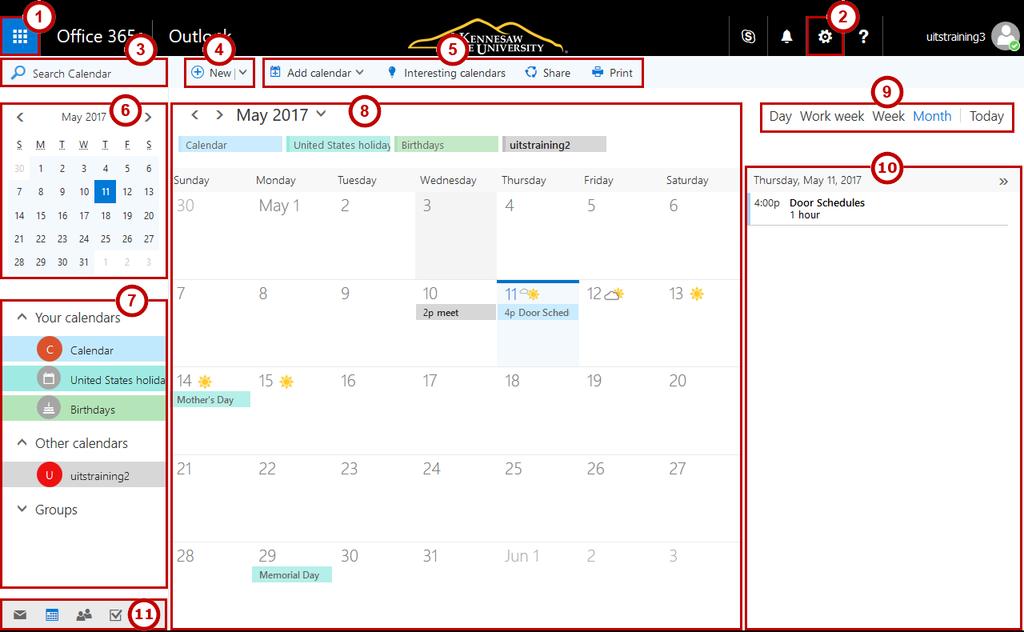The Calendar Interface 1. App Launcher - Use the app launcher to quickly switch between applications (See Figure 1). Note: This menu will be here in any application you navigate to. 2.