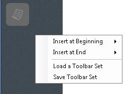 4. Be sure to click Save Toolbar Set when you are finished customizing. Otherwise your changes will be discarded. To add a tool at the beginning or end of the toolbar 1.