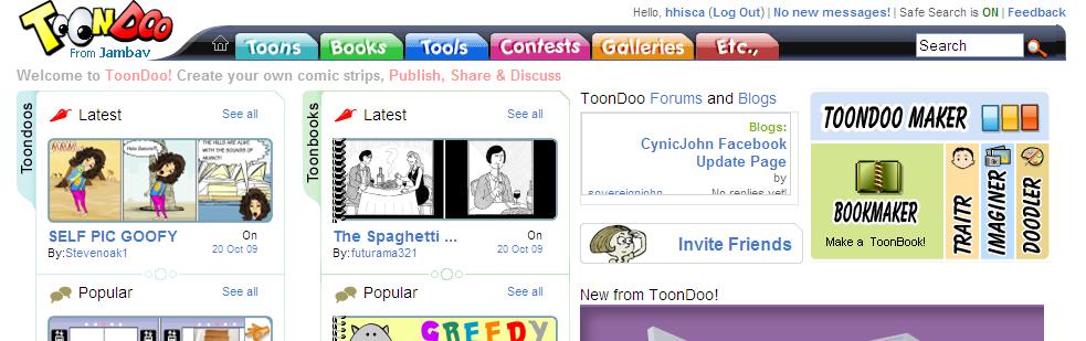 Creating a Book A ToonDoo book uses comic strip projects as the pages of