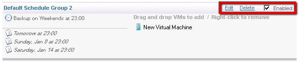 To remove a VM from a schedule group simply right-click on the VM in the group's VM list and choose "Remove VM from this Schedule Group". The VM can be re-added at any time in the future.