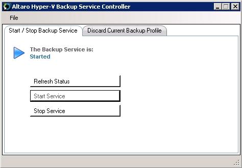 Discard Current Backup Profile: This tab allows the user to discard the current backup profile and start a new one.