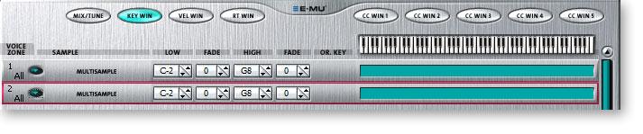 3 - Getting Started Opening a Preset 5. Open the preset And Voice by clicking on the plus (+) sign next to the folder. 6. Next, click on the Voices & Zones icon. The Key Window appears.