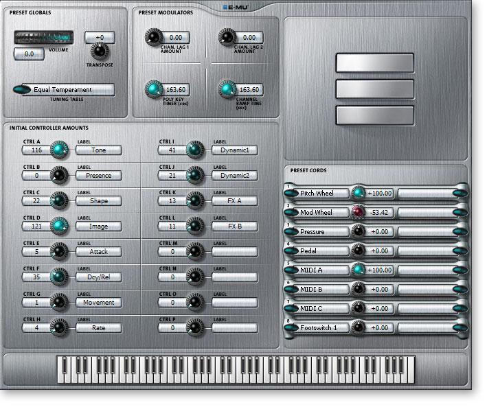 5 - Preset Editor Preset Globals Preset Globals These parameters affect the entire preset and are saved with the bank. Transpose & Volume Transpose works by shifting the keyboard position.