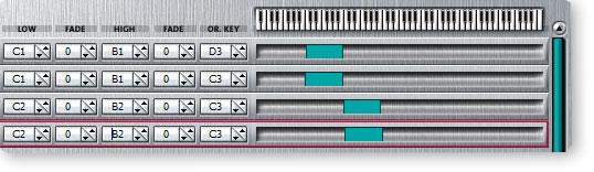 They can be arranged side by side on the keyboard or stacked on top of each other to create layered sounds, all within a single voice.
