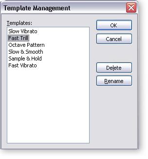 To Recall a Template 1. Right-click with the mouse anywhere inside the module border. A pop-up dialog box appears. 2. Select Template or press T while the popup dialog box is visible.