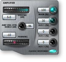 6 - Voice Editor / Synthesizer Level Amplifier Controls Amplifier Controls These parameters set the overall volume and pan settings, as well as the output channels for the selected voice(s).