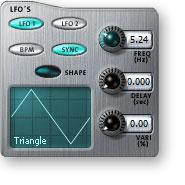 6 - Voice Editor / Synthesizer Level Modulation Cords LFO 1 & 2 A Low Frequency Oscillator or LFO is simply a wave which repeats at a slow rate. LFOs are used to add animation to a sound.
