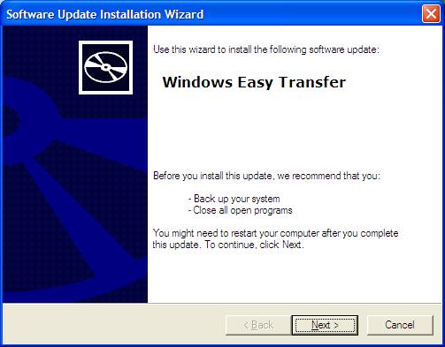 System Requirements For Microsoft Windows Easy Transfer (WET) program: One source computer running Microsoft Windows 7, Vista or XP (SP2 or above), and one target computer running Windows Vista or