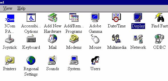 Windows 98 To manually install or update the driver, perform the following steps: 1. 1. Open the control panel and double-click "Display" icon.