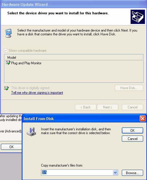 5. In the next window, click Have Disk, and then Install From Disk window