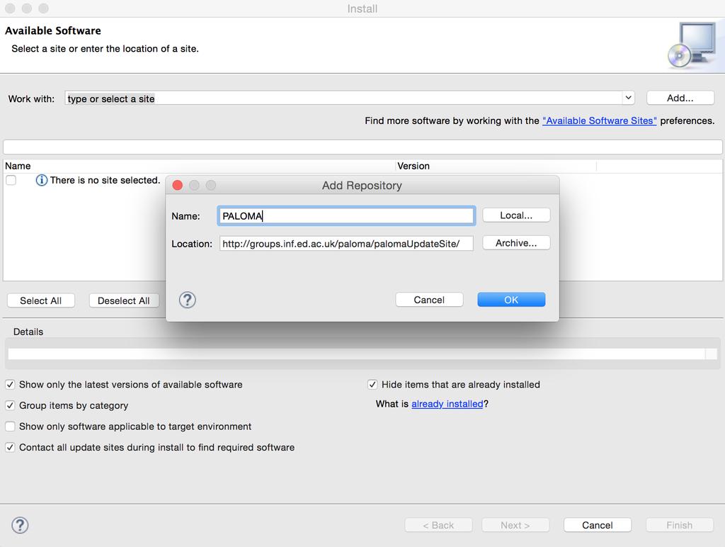Figure 1: Install New Software The wizard dialogue box that pops up will assist you through the installation process.