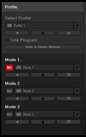Modes Mode Management Click M1, M2, or M3 to select the corresponding mode to edit. A selected mode will be highlighted in red.