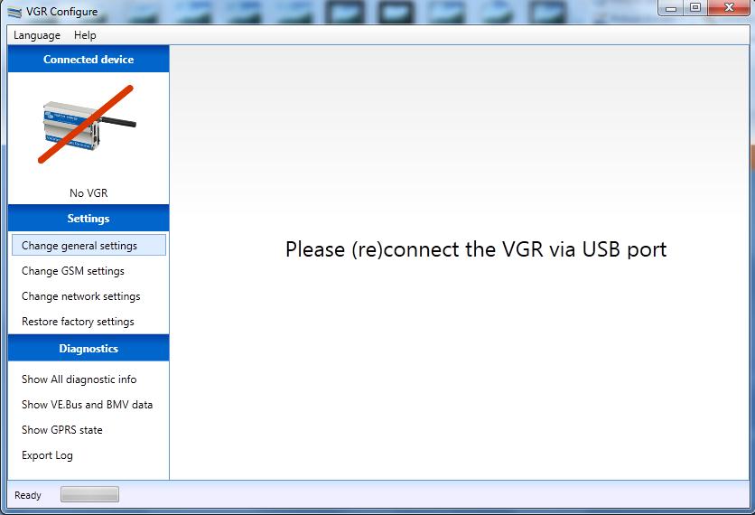 VGR Configure software -Necessary to configure Victron Ethernet Remote, since you cannot send text