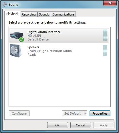 9 Checking audio output. Outputs a TEST signal from the PC and checks the audio output from the USB-DAC function. A Select ND8006 and click Properties.