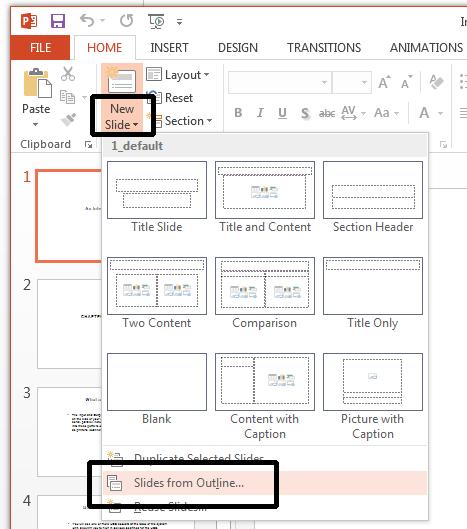 PowerPoint 2013 Advanced Page 147 This will display the Insert Outline dialog box.