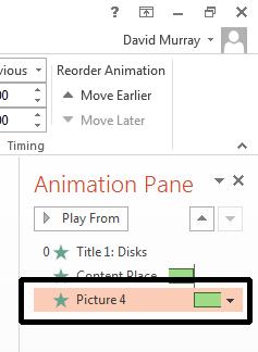 PowerPoint 2013 Advanced Page 96 Changing the custom animation sequence Open a presentation called Custom animation 03. This slide contains customised animations.
