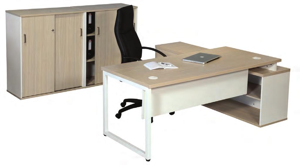 16mm full height modesty Discovery Executive Desk with extension LHS 721 201 001 RHS 721 201 002 32mm top & sides 2000 x 1800 x 732