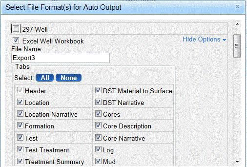 Expand each of the panels to view a list of associated output types.