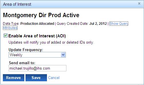 Transition from PI/Dwights PLUS Data on CD AOI (Area of Interest) You can also generate an AOI notification from a saved query or map file.