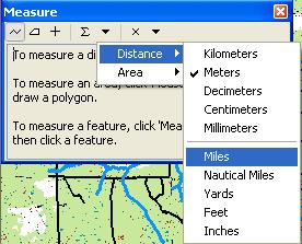 Quit the measure tool (remember, left click on the black arrow that is part of the pan/zoom group). Use the Zoom and Pan Icons to make your map cover an area similar to the figure shown to the right.