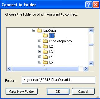 However, sometimes a directory or drive does not appear in the list of sources. You may need to create a connection, using the Connect to Folder button, shown in the figure to the right.