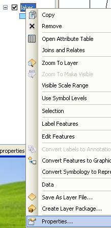 Switch to the data view (click the map icon in the lower left of the data pane) Left click on the layer name Lakes in the Table of Contents (remember, the window