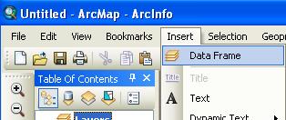 You may data frames in a map project. The currently active data frame will appear in bold letters in the TOC.
