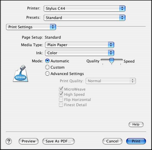 printing, or an in-between setting (if available) Click Print 7. Select the following settings: Load the right paper for your document in the printer.