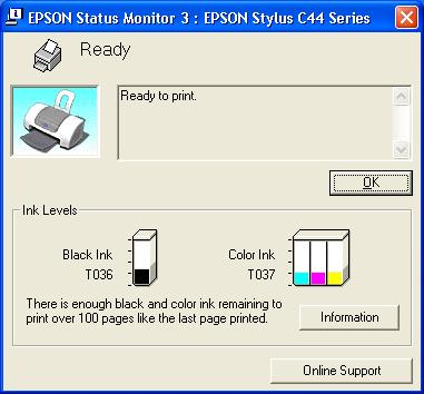 Windows: Double-click the printer icon on your taskbar (in the lower right corner of your screen). You ll see a window like the one below showing the ink remaining in each cartridge.