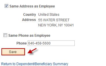 Adding Dependents Cont. 4. Next you should update the Status Information and Address and Telephone sections. Check the box next to Same Address as Employee if your dependent lives with you.