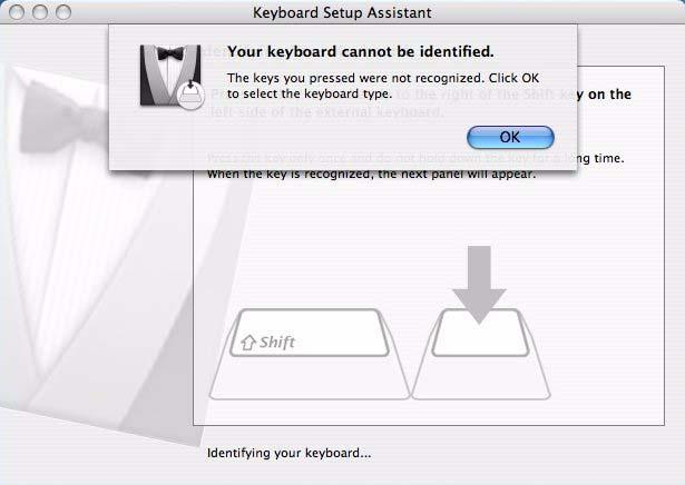 Keyboard Setup Assistant Screen - Cannot Identify Keyboard A