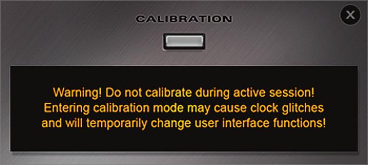 Calibration Mode Enters the calibration mode. Ensure atomic signal is fed to the Atomic Input, the Atomic Clock is warmed up and the OCX HD Atomic Clock Indicator is lit. 1.